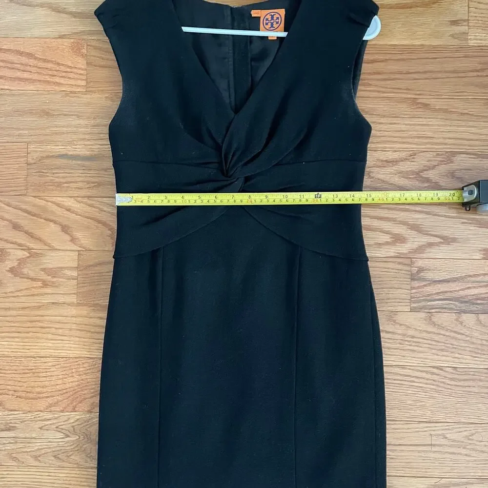 Tory Burch Patrice Sheath Dress Black Twist Front Womens Size 4 Work Cocktail